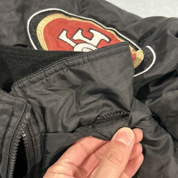 Y2k NFL 49ers Jacket Mens Medium San Francisco Windbreaker Bomber Fleece Line - Picture 15 of 15